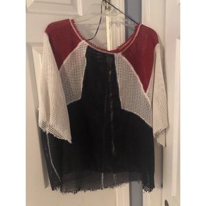 We The Free Red, White, and Blue Oversized Net Top